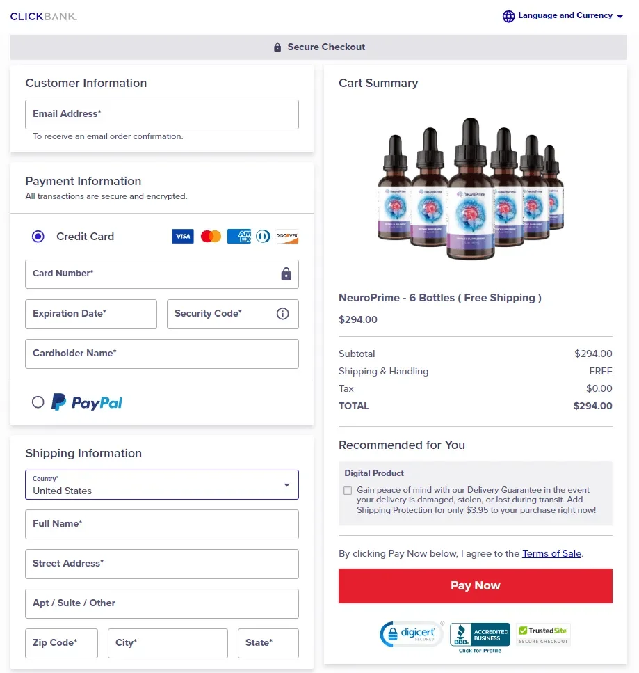 neuroprime neuroprime-secure-checkout-page